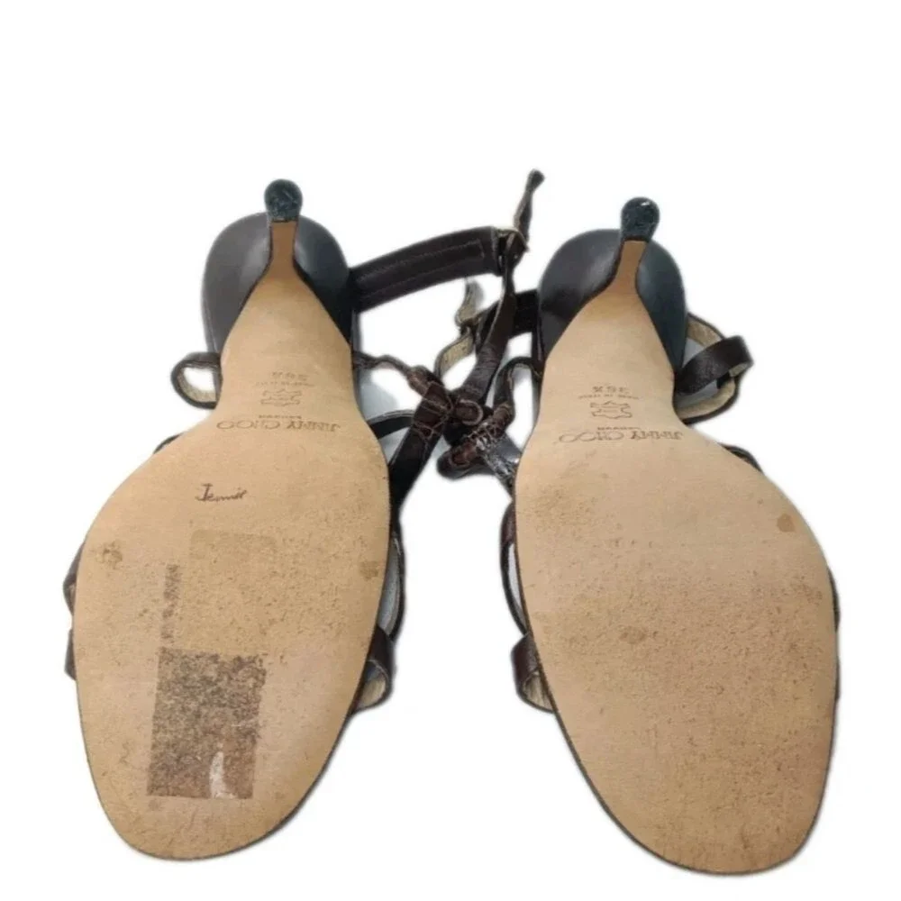 Vintage Jimmy Choo Heeled Sandals Women's Size 36.5 Shoes Brown